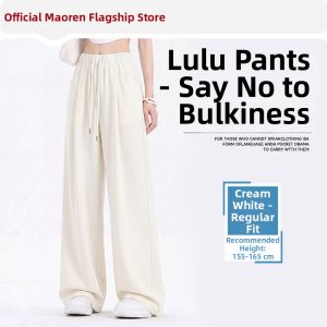 MiiOW | Thin High Waist Drape Lazy Slimming White Ice Silk Trousers