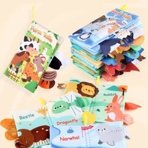 Infant Baby Early Education Soft Cloth Book With Squeezable Sound Feature Toys Tail Cloth Book For Kids