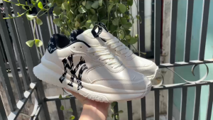 Giày Sneaker Nam Cổ Thấp Phong Cách MLB Đường Phố Họa Tiết NY Logo Da PU Trơn