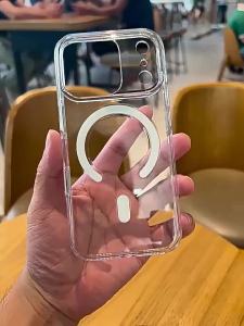 Luxury Simple Ultra Slim Transparent Phone Case For iPhone 18 Pro Max 15 16 17 Pro for Magsafe Charge Shockproof Protector Cover