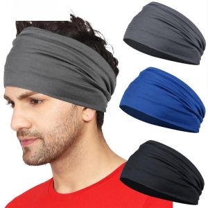 Mens Fitness Running Headband Sweat Absorbent Wide Sports Hairband Anti-Slip Yoga Headwear Hair Accessory Hair Tie