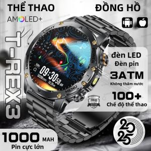 Đồng Hồ Thông Minh Quân Sự T-Rex 2025 Pin 1000mAh Chống Nước IP69K GPS Đèn LED Màn Hình HD Dành Cho Người Thám Hiểm Ngoài Trời