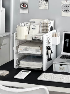 Desktop Organizer Box Office Desk Book Sorting Rack A4 Document Holder Plastic Rectangular Shape 3 Layers for Everyone