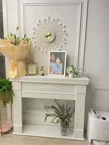 American Retro Fireplace Cabinet European Style B & B Curio Cabinet Background Wall TV Cabinet White Minimalist Wedding Fireplace Mantel