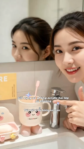 Giá đỡ xà phòng hoạt hình dễ thương hai lớp không cần khoan gắn tường thoát nước trong nhà tắm