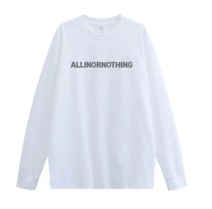 American Street Stylish Small Letter Print round Neck Long Sleeve Sweater T-shirt Student Trendy Loose Top Wear Mens Clothing