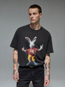 CHINISM | Rabbit 3D Digital Print Pure Cotton Loose Short Sleeve T-Shirt