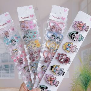 Cute Acrylic Cry Baby Hair Clip Cartoon Bracelet Girls Hair Accessories Flying Girl Police Bandana Hair Rope Childrens Clothing