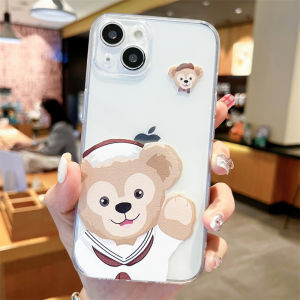 Cartoon Lingna Bear Phone Case Silicone Protective Cover Full Protection for 14 plus 13 12 Mini 11 15 pro Max Couples