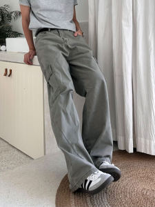 ROORNLSH American Style Washed out Loose Couple Mens And Womens Casual Pants Long Trousers Workwear Cotton Youth Active Style