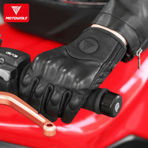 Motowolf Sarung Tangan Motor Kulit Full Finger Premium Genuine Leather