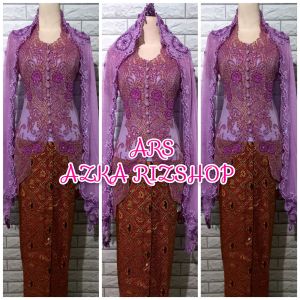 set kebaya akad lilac kebaya pesta modern kebaya terbaru + slendang mutiara