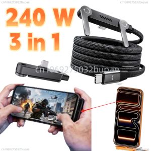240W 2 in 1 Invisible Stand Folding Phone Holder Fast Charging Data Cable for Iphone 15 16 17 Pro Max for Videos Usb C To Usb C