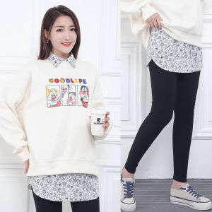 เสื้อสเวตเตอร์ฤดูใบไม้ผลิและฤดูใบไม้ร่วง เสื้อชั้นในสำหรับผู้หญิง เสื้อชั้นในแบบมีฮู้ด กระโปรงสั้นทรงเอ ผ้าฝ้ายลายดอกไม้ ทรงเข้ารูป