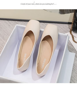 Comfortable Flat Head Work Shoes for Women New 2025 Black Soft Bottom Office Shoes Easy to Wear Foldable Office Scenario