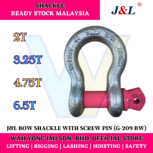 J&L BELENGGU BUSUR GALVANI DENGAN PIN SKRU /  GALVANIZED BOW SHACKLE WITH SCREW PIN (G-209 BW) 2T - 6.5T
