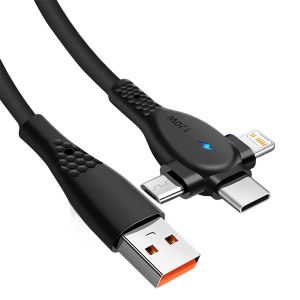 Cáp Sạc Nhanh USB 3 Trong 1 240W Type C/Micro Cho iPhone Huawei Samsung - Dây Sạc Đa Năng USB