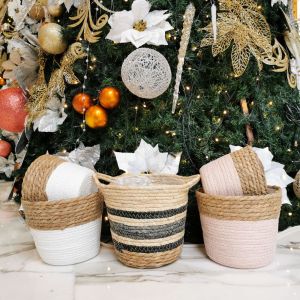 Eco-Friendly Rattan Planters: Black & Powder Pink Egg Shape