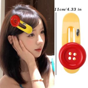 2Pcs Large Button Hair Clip for Women Cute Hairpins Bangs Side Barrettes Fashion Headwear Accessories