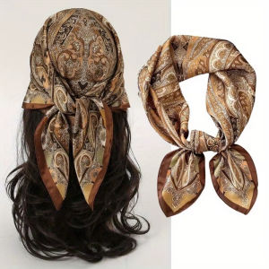 New Fashion Luxury Brand 70cm Silk Square Scarf Women Satin Shawl Wrap Hijab Echarpe Neck Tie Female Hair Bandana Headkerchief