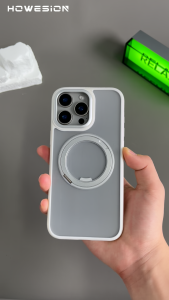 HOWESION 360°Invisible Alloy Holder Magnetic Stand Phone Case For For iPhone 16 Pro Max /15 14 13 Pro Max Soft TPU Edge+Hard PC Shockproof Protective Case