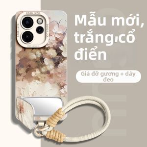 Ốp Lưng Điện Thoại Tương Thích Reno Silicon Mềm Có Đế Đứng Gương Và Dây Đeo