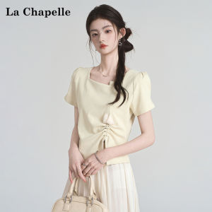 La Chapelle | Áo Thun Tay Ngắn Fagoting và Cổ Vuông Ôm Sát cho Nữ
