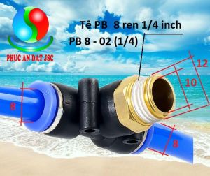 5 cái đầu nối nhanh khí nén PB 8 - 02 khớp nối nhanh ống hơi T có 2 đầu 8 và 1 đầu ren 1/4 cho khí nén phun sương