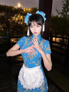 New Chinese Style Cheongsam Dress Halloween Christmas Cosplay Uniform Soft Girl Maid Skirt Short Cheongsam Daily Wear