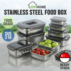 SG SUS316 Stainless Steel Airtight Food Container Lunch Box Leakproof Fridge Storage Fresh Anti-Bacterial Picnic Camping