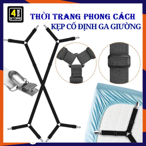 Bộ 2 Kẹp Giữ Cố Định Ga Giường Drap 4 Chấu - Kẹp Giữ Ga Trải Nệm Vỏ Chăn Bông Chống Xê Dịch Có Khóa Điều Chỉnh Co Giãn Tốt / Dây Kẹp Drap Chống Trượt Cố Định Và Giữ Phẳng