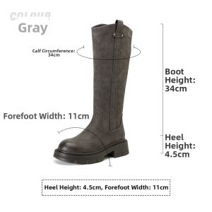 Josiny | Thick Sole Brown Over-the-Knee Boots