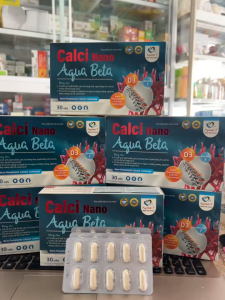 Calci nano Aqua Beta Viên Uống Bổ Sung Calci cho người lớn và trẻ em giúp chắc xương giảm tê bì chân tay - Hộp 30 viên
