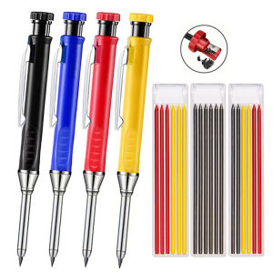 Solid Carpenter Mechanical Pencil with Sharpener Woodworking Tool 2.8mm 3 Colors Lead Refill Construction Tool Stationery Supply
