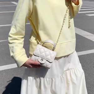 JIVIVIL กระเป๋าสะพายไหล่กระเป๋าผู้หญิงสะพายพาดลำตัวขนาดเล็กประดับเพชรลายตารางหมากรุกกระเป๋าทรงสี่เหลี่ยมขนาดเล็กกระเป๋าถือสายโซ่หรูหรา