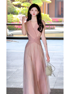SHANGSHA | Elegant Graceful High Quality Pink Dress