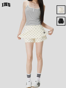 Fashionable Polka Dot Faux Two-piece Skirt Pants