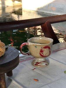Retro Rabbit Ceramic Mug with Handle Ideal for Outdoor Camping Picnics Shooting Props and Decorative Display Pieces