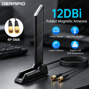 other | Triple Band WiFi 6E Antenna RP-SMA Magnetic Base High Gain 12dBi for AX210 AX200 PCI-E PC External Booster 2.4G 5G 6GHz 1.2M