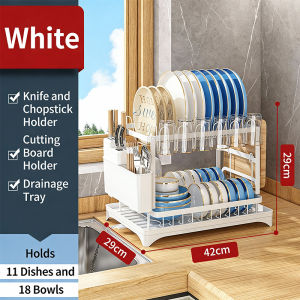 Dish Drying Rack Dish Drain Rack with Drip Tray Foldable Dish Rack Carbon Steel Drain Storage Rack for Kitchen