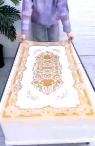 Khăn Trải Bàn Ren Nhũ Vàng Cao Cấp - Khăn Trải Bàn Chống Thấm Nước Dập Nổi Ren Hoa Size 46x30cm - Tấm Khăn Lót Bàn Ăn Decor Trang Trí Sang Trong