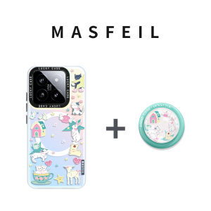 MASFEIL | Ultra-Thin Magnetic Absorption Phone Case With Stand Full Cover For Xiaomi 14 Pro Dream Tea Talk Female Version Vivox100 Pro