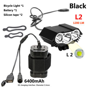 1Set Bicycle Light L2 Bike Front Light USB 6400mAh Battery Cycling Lamp Lantern MTB Waterproof Lighting Bike Accessories