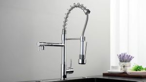Black Spring Kitchen Faucet Pull Out Side Sprayer Dual Spout 360 Rotation Mixer Tap Sink Kitchen Faucets