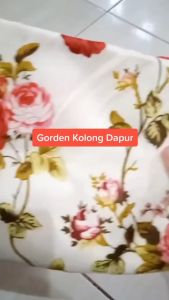 Gorden kolong dapur Bunga mawar merah (Free tali + paku / hook tempel 2 pcs)