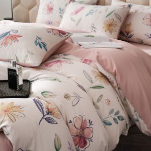 สไตล์อเมริกัน บริสุทธิ์ ผ้าฝ้าย ลวดเย็บยาว 60 นับ ผ้าฝ้าย ผ้านวมชิ้นเดียวผ้าปูที่นอนปลอกหมอนปลอกผ้านวมทั้งหมด- ผ้าฝ้าย ผ้าซาติน เครื่องนอนโฟร์ซีซั่น