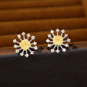 Yellow and Colorful Diamond 18K Plated Trendy Korean Fashion Earrings