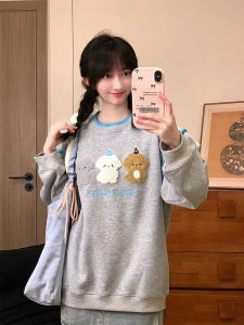 Áo Nỉ Cổ Tròn Dài Tay Thêu Hoa Ren Màu Sắc Thiết Kế Nhỏ Dễ Thương Cho Nữ Áo Nỉ Thoải Mái Quần Áo Công Sở Mùa Đông 2024