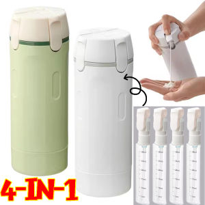 4-in-1 Refillable Travel Dispenser Bottle Split Bathroom Soap Shower Gel Shampoo Dispenser LeakProof Portable Toiletry Container