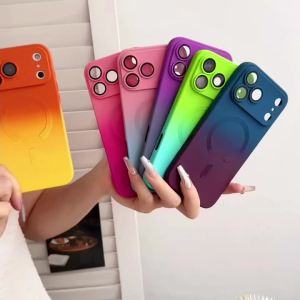 Gradient Color Magnetic Phone Case for Magsafe with Camera Lens Protection For iPhone 17 Pro Max Air 16e 16 15 14 Plus 13 12 11